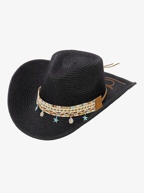 Blue boho tassels  Tribal cowboy hat